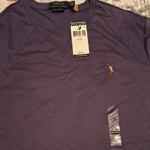 Polo by Ralph Lauren Men's Purple V-Neck Shirt